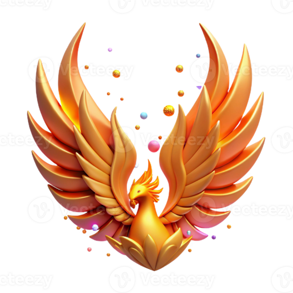 beautiful classic Phoenix Wing Ascending Flame Isolated Mythical Illustration original png