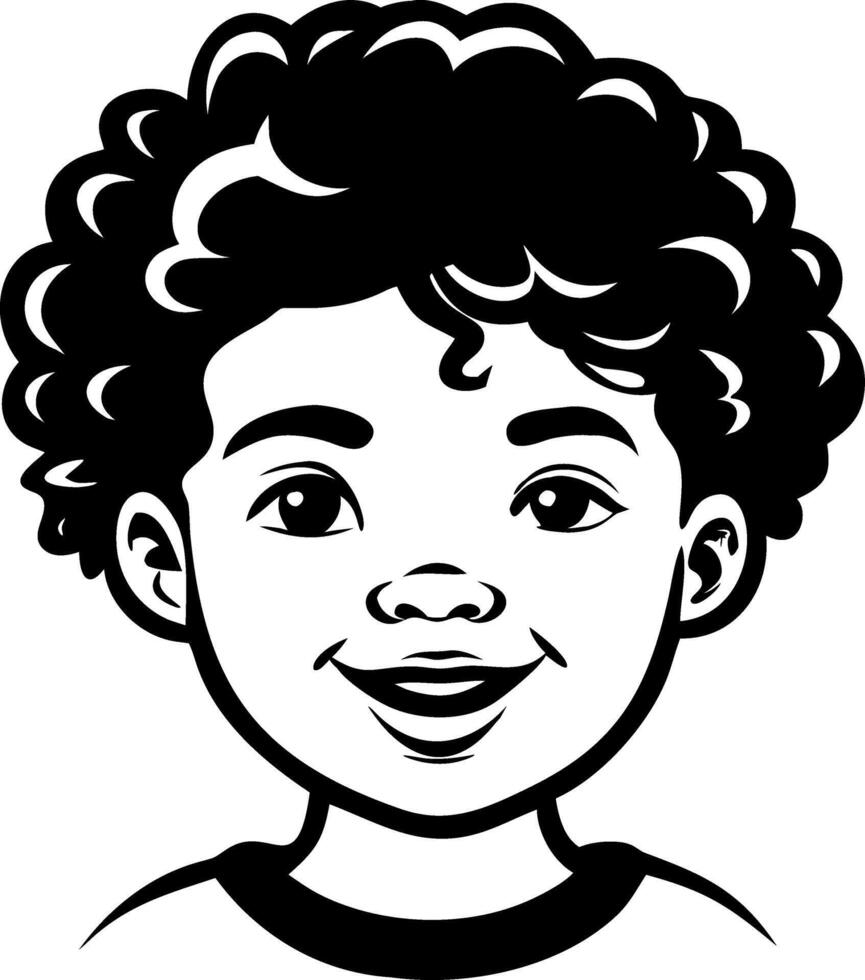 Happy Smiling Child Portrait with Curly Hair Ideal for Childrens Projects and Illustrations vector