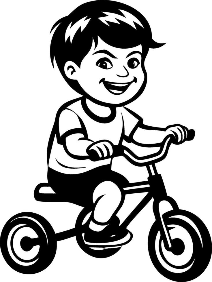 Happy Child Riding Tricycle Illustration for Childrens Decor and Design Projects vector