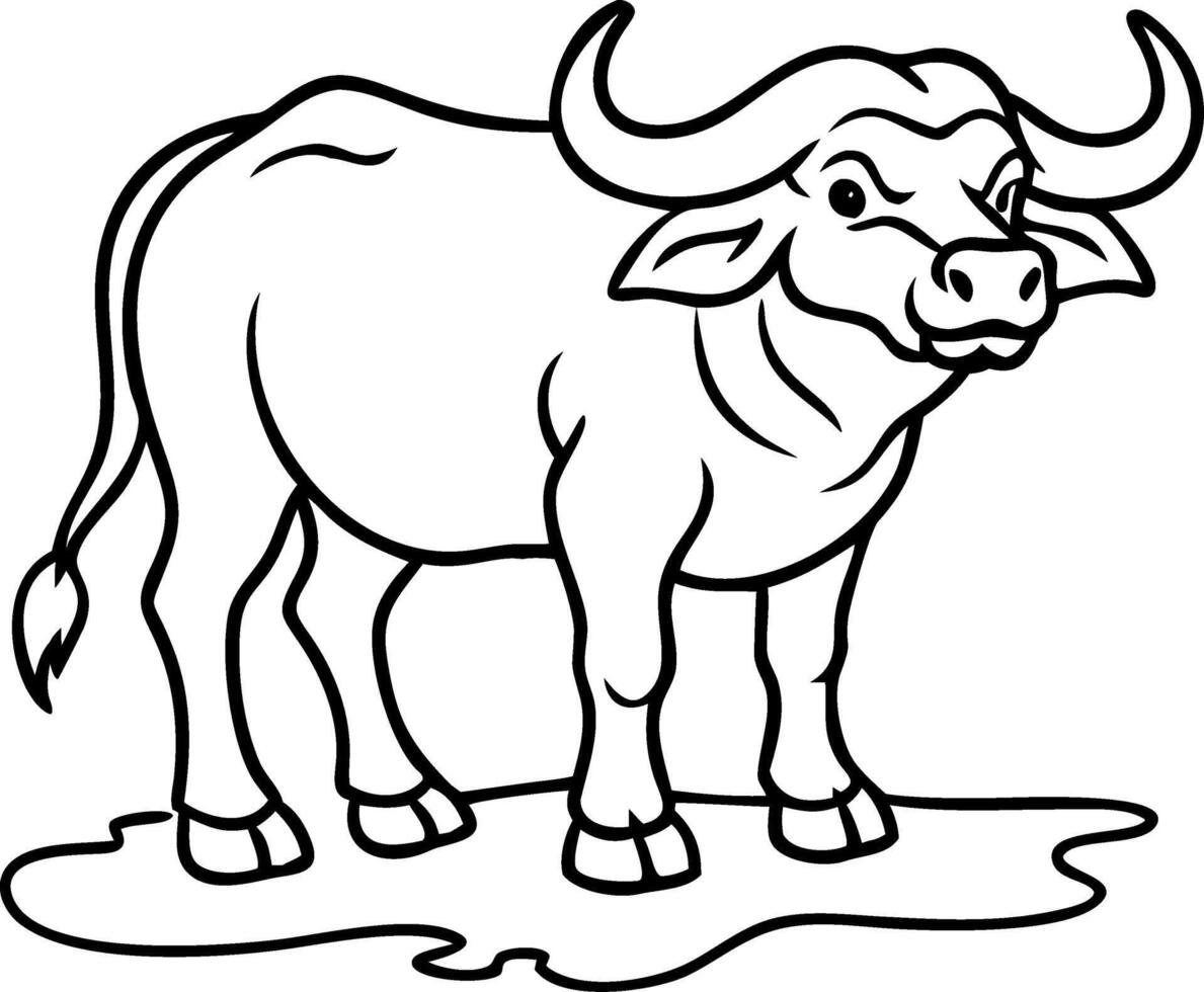 Detailed Illustration of a Buffalo Perfect for Tattoo Designs and Coloring Books vector