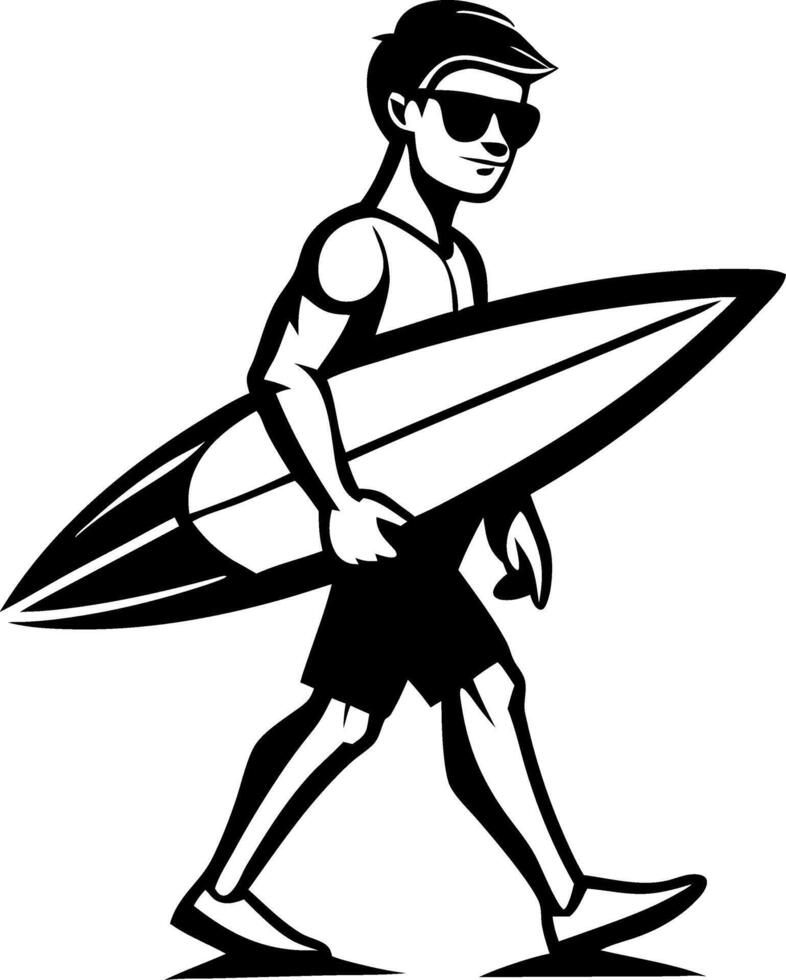 Stylish Surfer Walking with Surfboard in Sunglasses Perfect for Summer Themes and Designs vector
