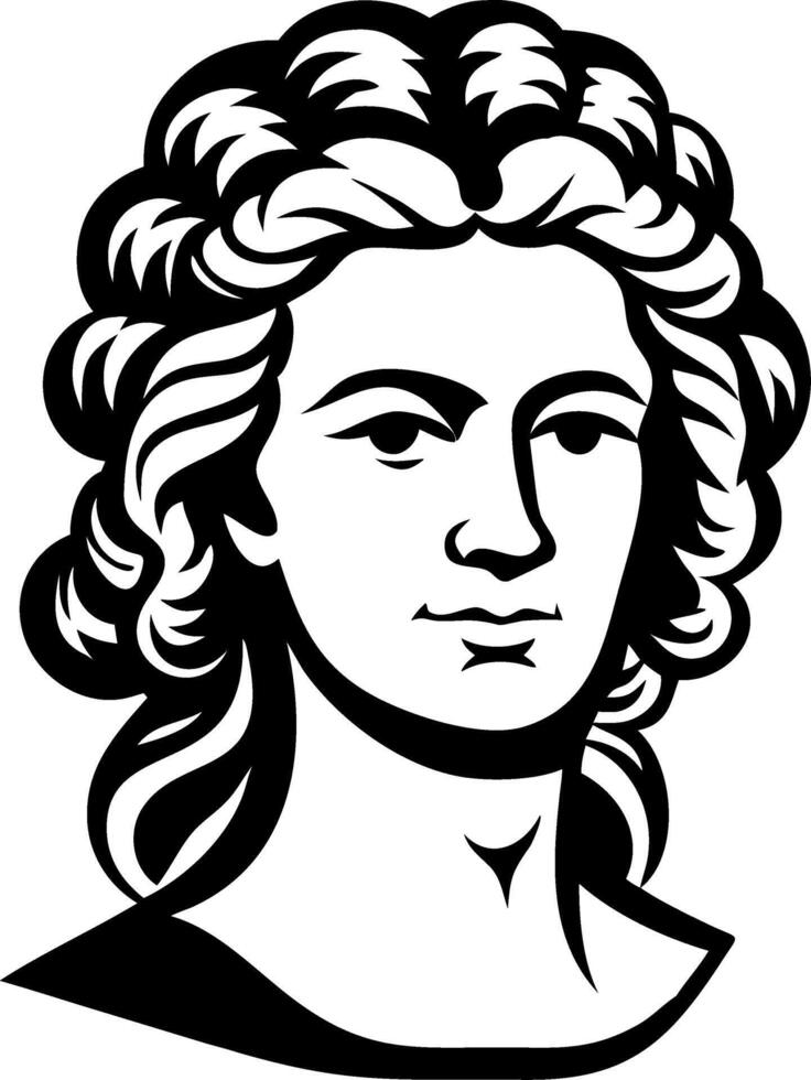 Classic Male Bust with Stylish Curly Hair for Tattoo Design and Creative Projects vector