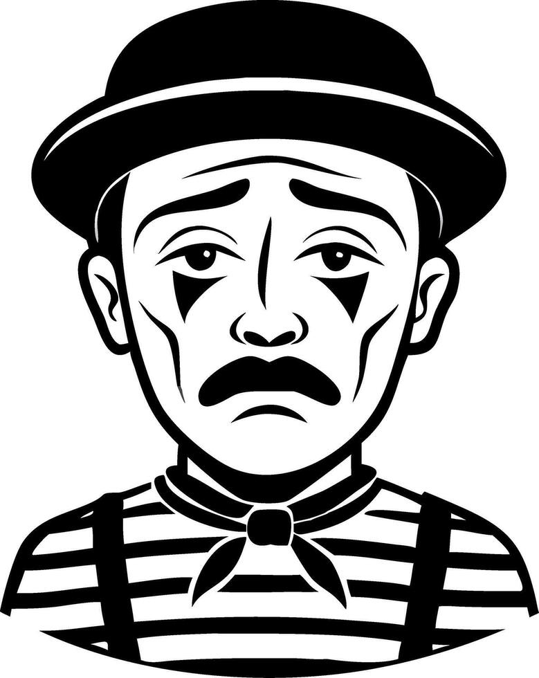 Sad Mime Character Art Perfect for Tattoo Designs and Apparel Graphics vector