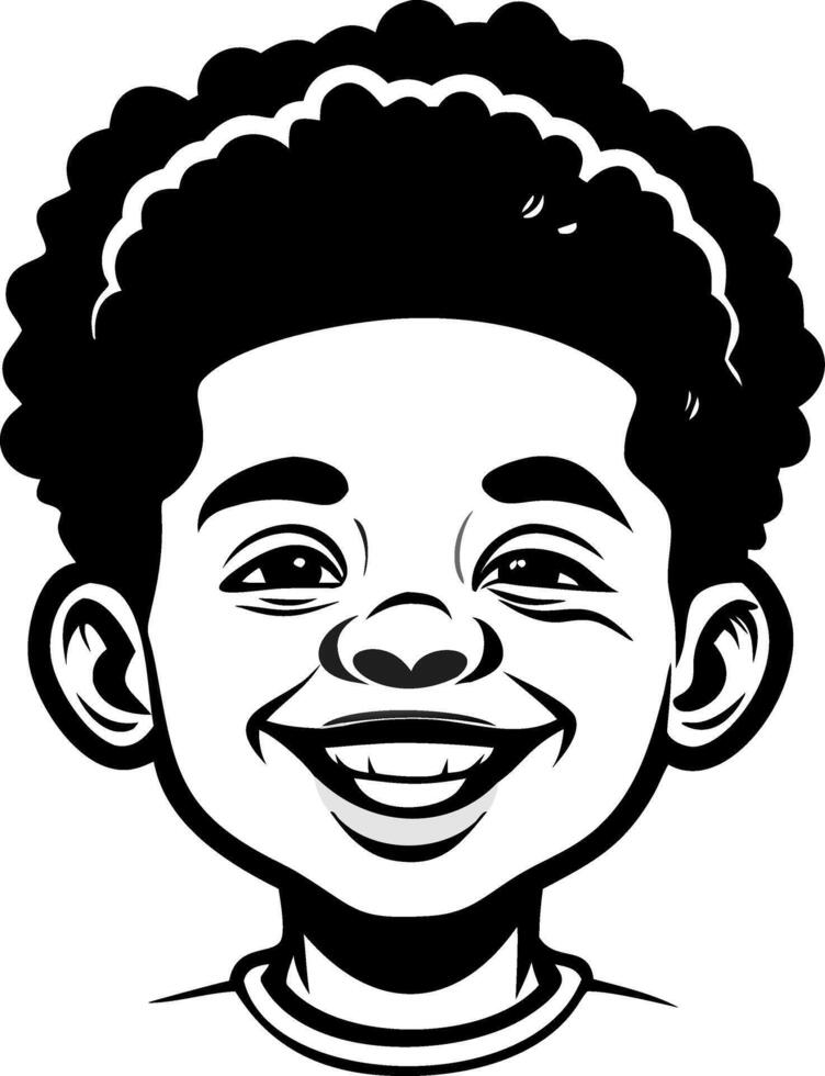 Cheerful Young Boy with Curly Hair Smiling Expression Illustration for Design Projects vector