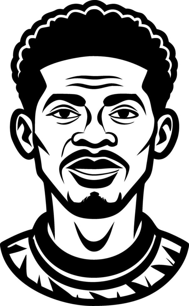 Stylized African Man Portrait Art for Tattoo Design and Coloring Books vector