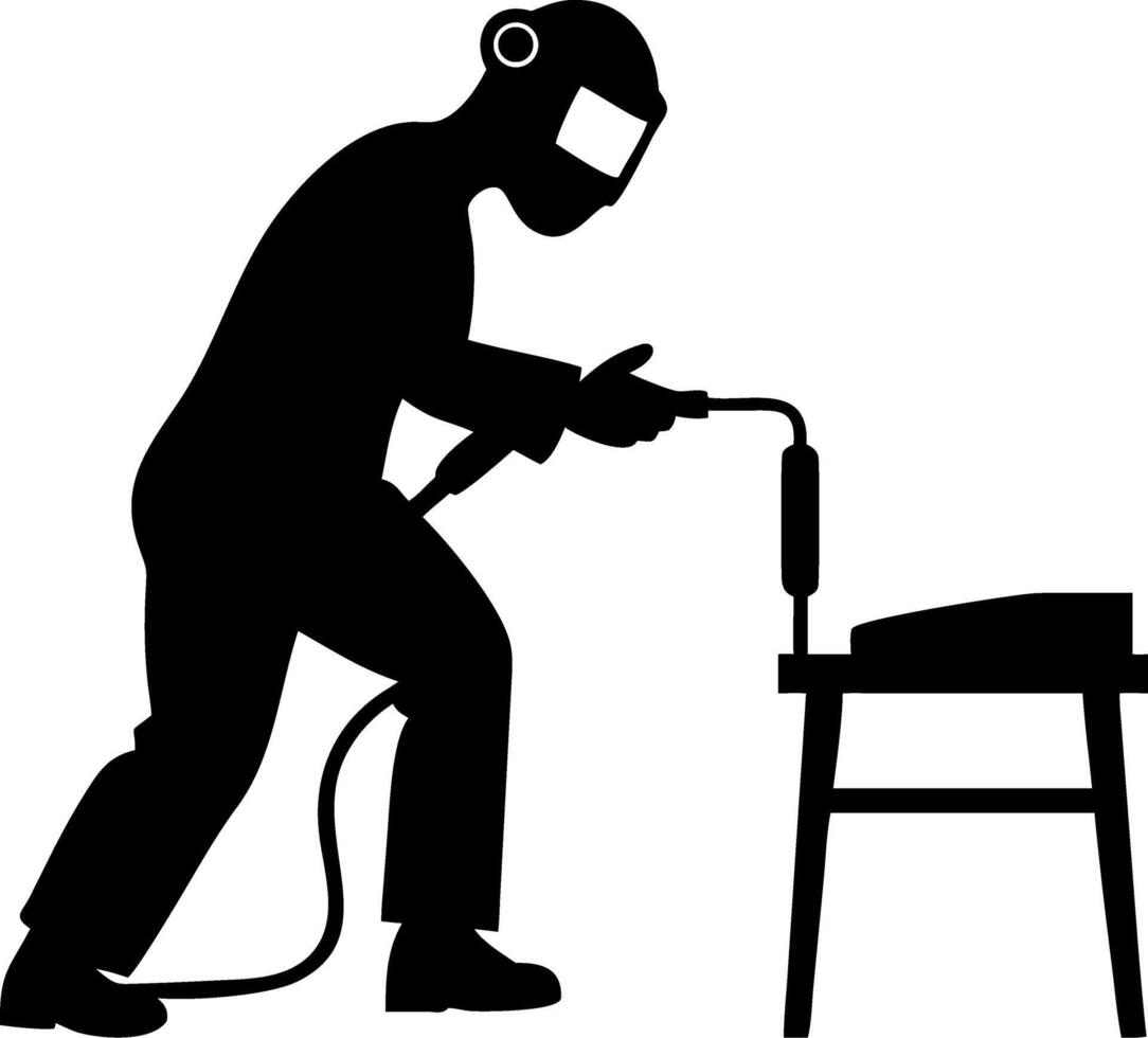 Welder Working silhouette Design for Industrial Theme Art Projects and Tattoo Inspiration vector