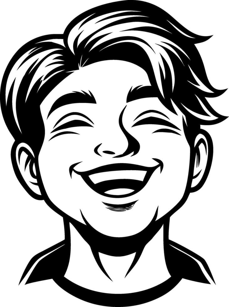 Cheerful Smiling Boy Character Design for Illustrations and Tattoo Art vector