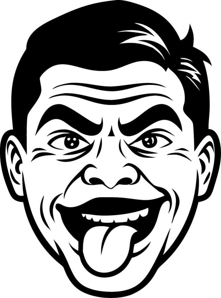 Cartoon Face Expression with Tongue Out Fun Character Laughing Illustration vector