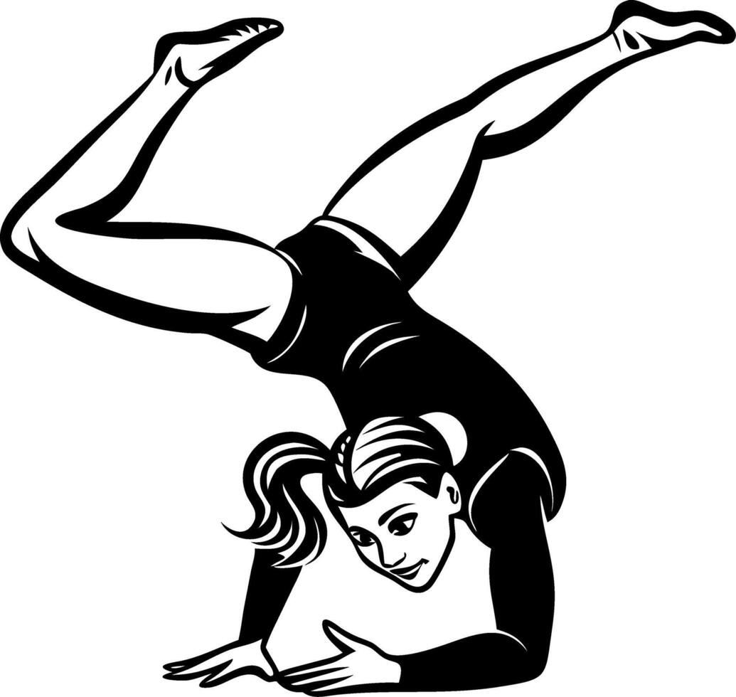 Dynamic Gymnast Performing Horizontal Handstand Pose for Fitness and Sports Design vector