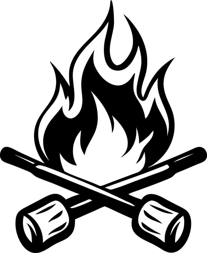 Campfire with Crossed Sticks and Flames Ideal for Outdoor Adventure Gear and Tattoo Designs vector