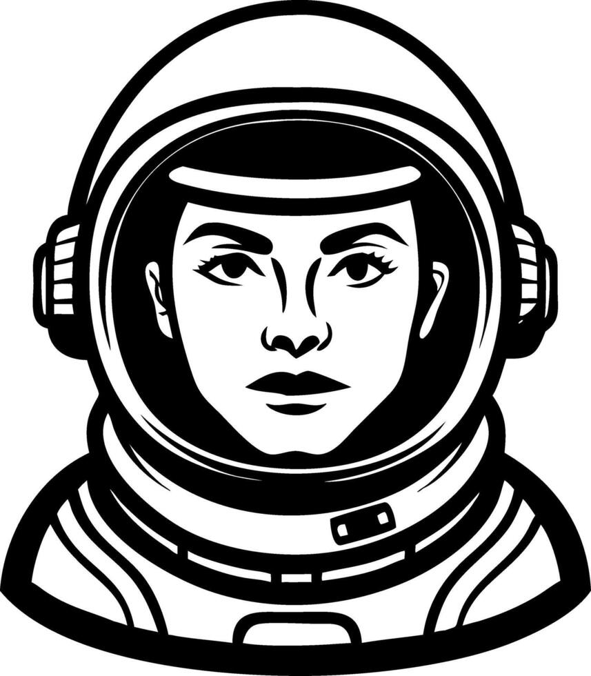 Astronaut Female Portrait Stylish Design Perfect for Tattoos and Coloring Books vector