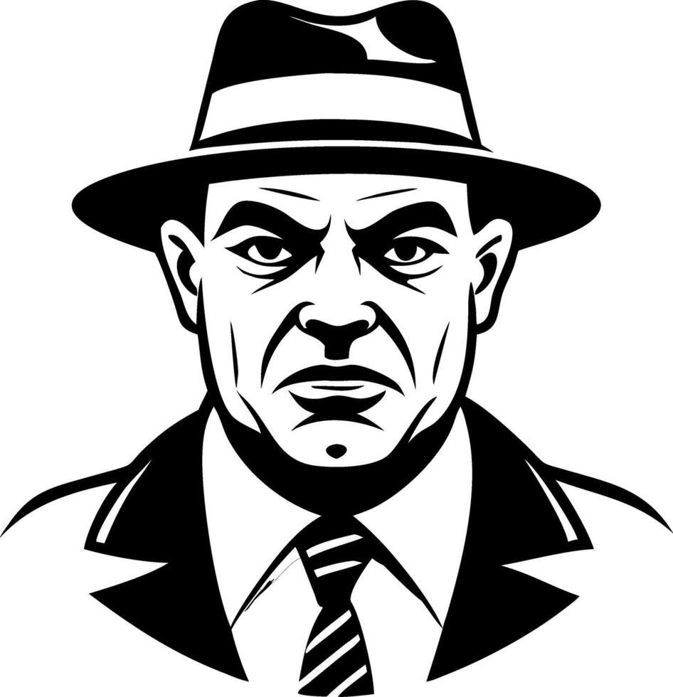 Vintage Detective Illustration with Fedora Hat for Graphic Design and Tattoo Inspiration vector