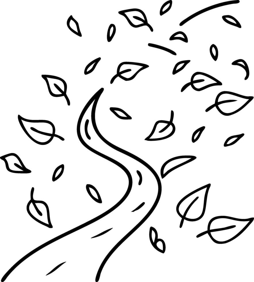 Winding Path With Dancing Leaves Ideal for Nature-Themed Designs and Illustrations vector