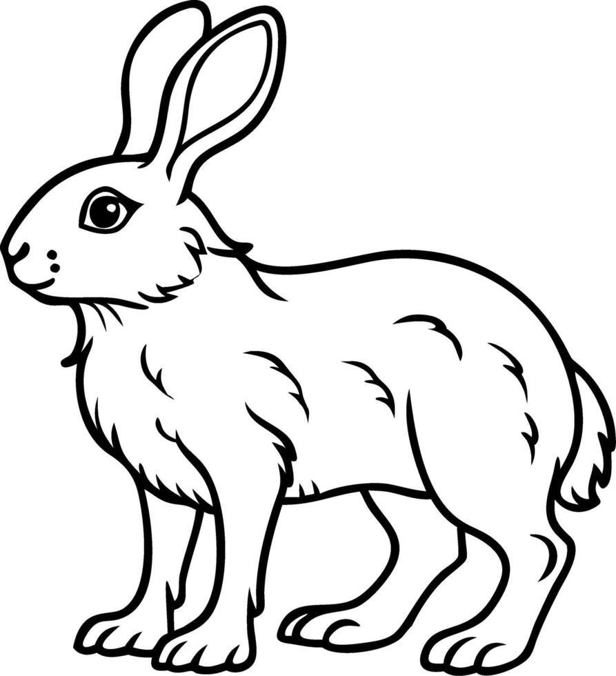 Detailed Outline of a Majestic Rabbit Ideal for Coloring Books and Tattoos vector