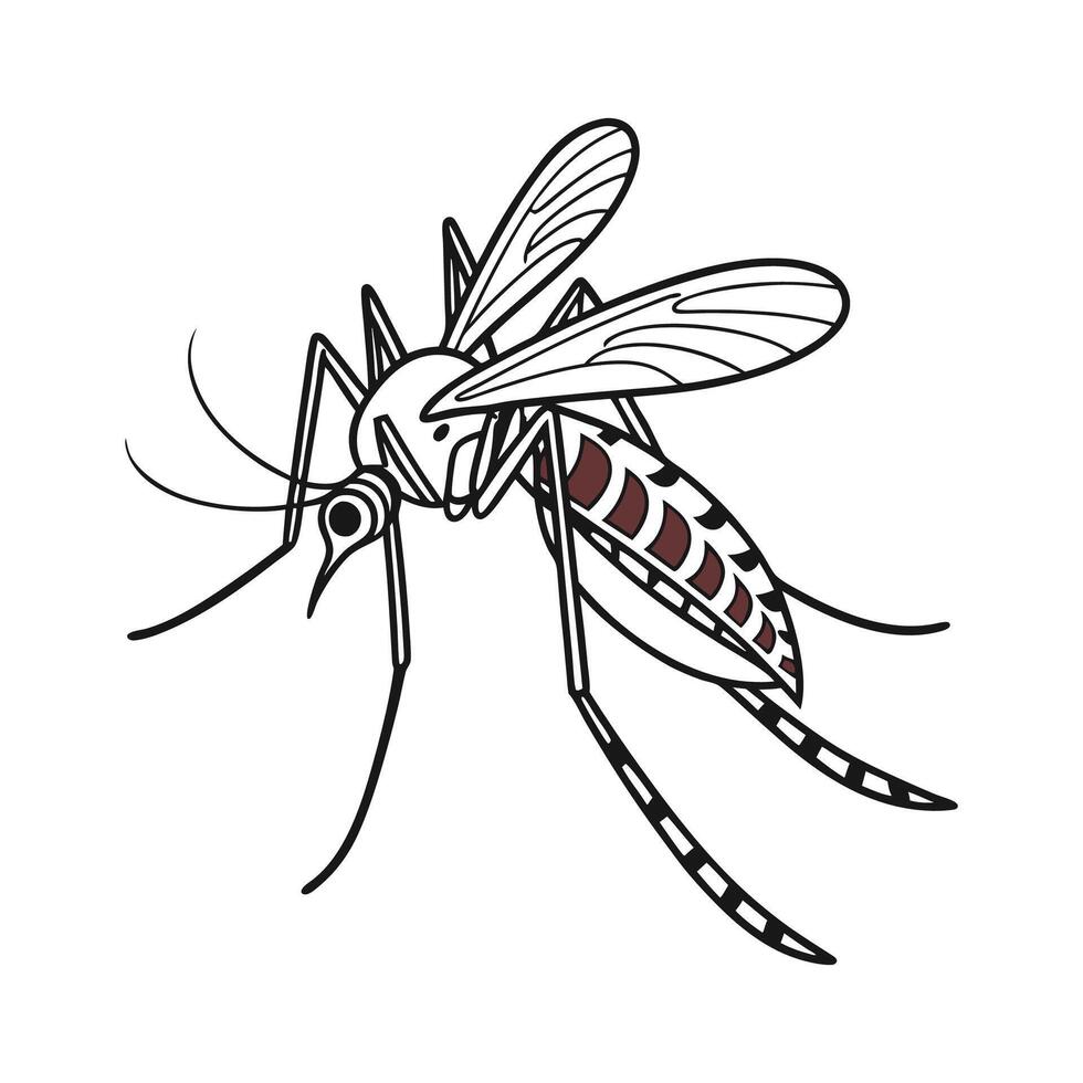 Dramatic View of Mosquito on Bright White Surface vector