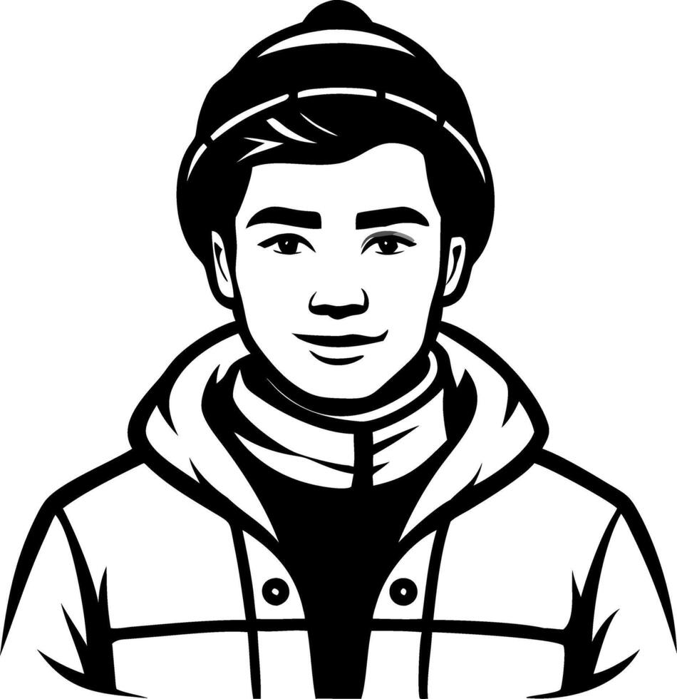 Stylish Young Man in Winter Jacket and Beanie Illustration for Clothing and Merchandise vector