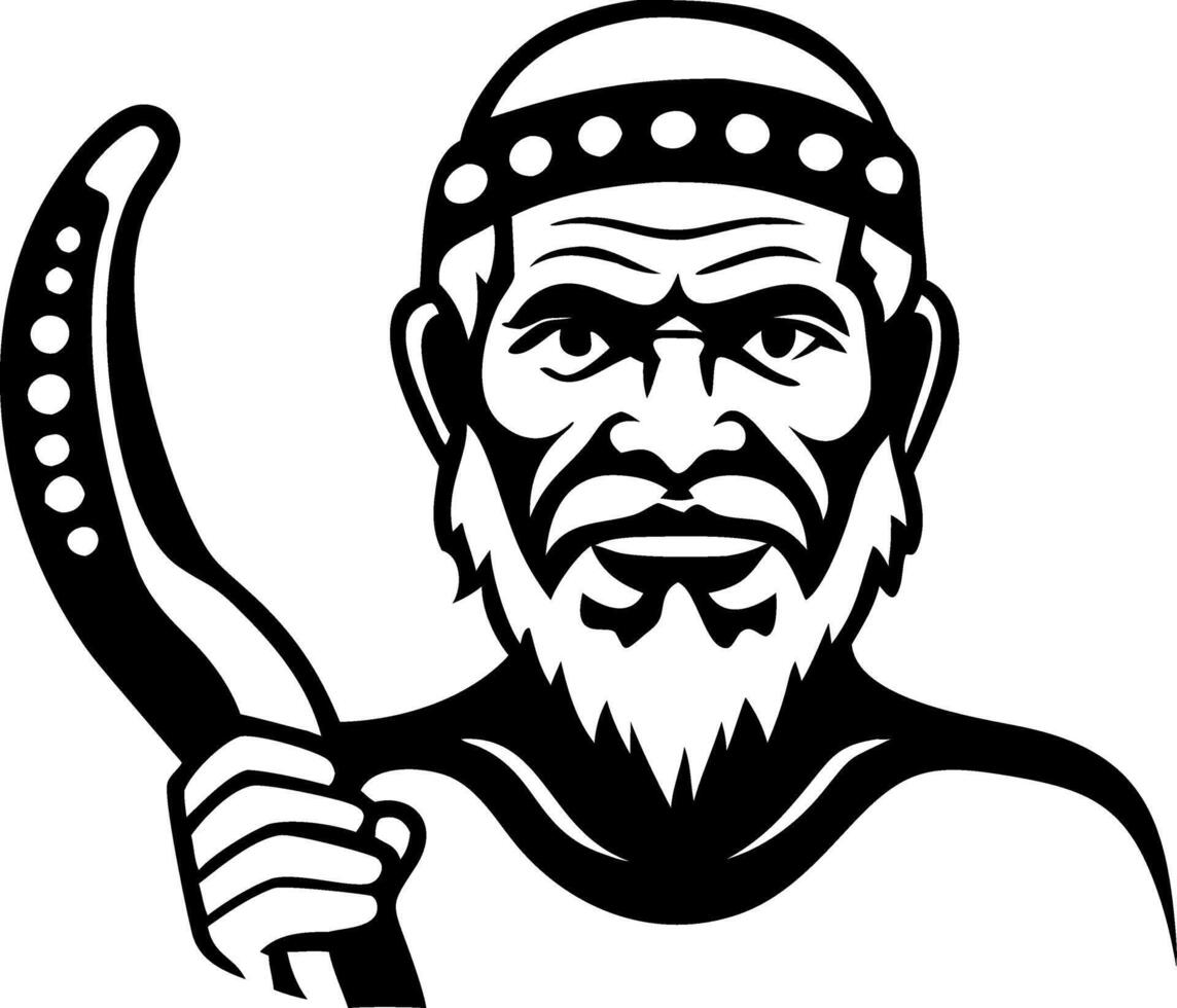 Wise Elder Holding a Horn with Detailed Features for Tattoo Designs and Illustrations vector