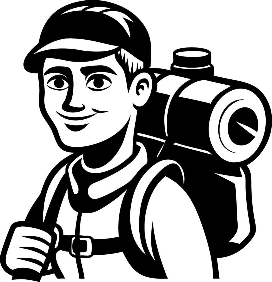 Smiling Backpacker Adventure Suitable for Travel Blogs and Outdoor Gear Designs vector