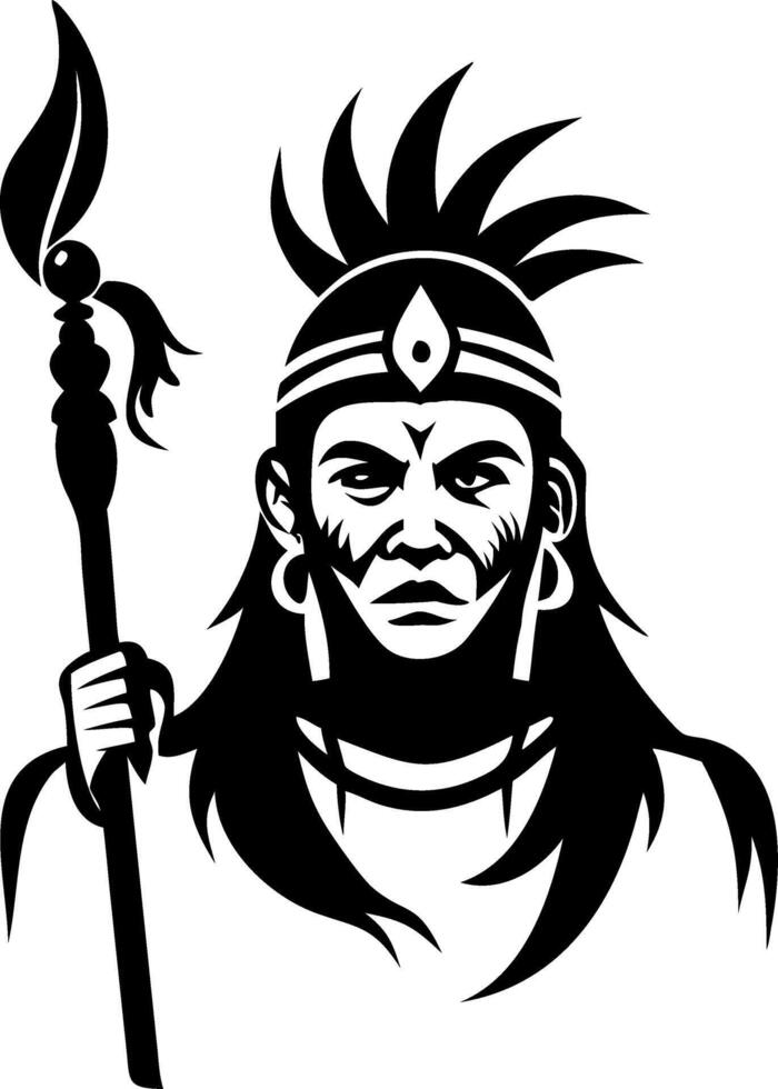 Indigenous Warrior with Spear Symbolizing Strength and Heritage for Culture and History Themes vector