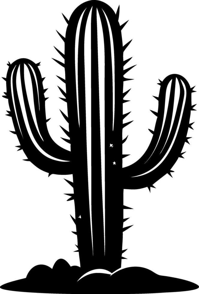 Stylized Black Cactus Illustration for Tattoo Design and Coloring Book Inspiration vector
