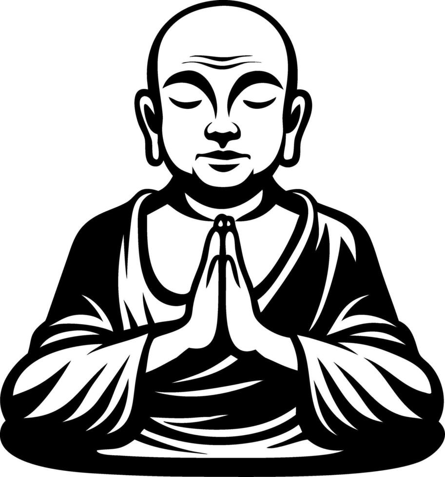 Meditating Buddha Hands Together Peaceful Spiritual Illustration for Mindfulness and Meditation vector