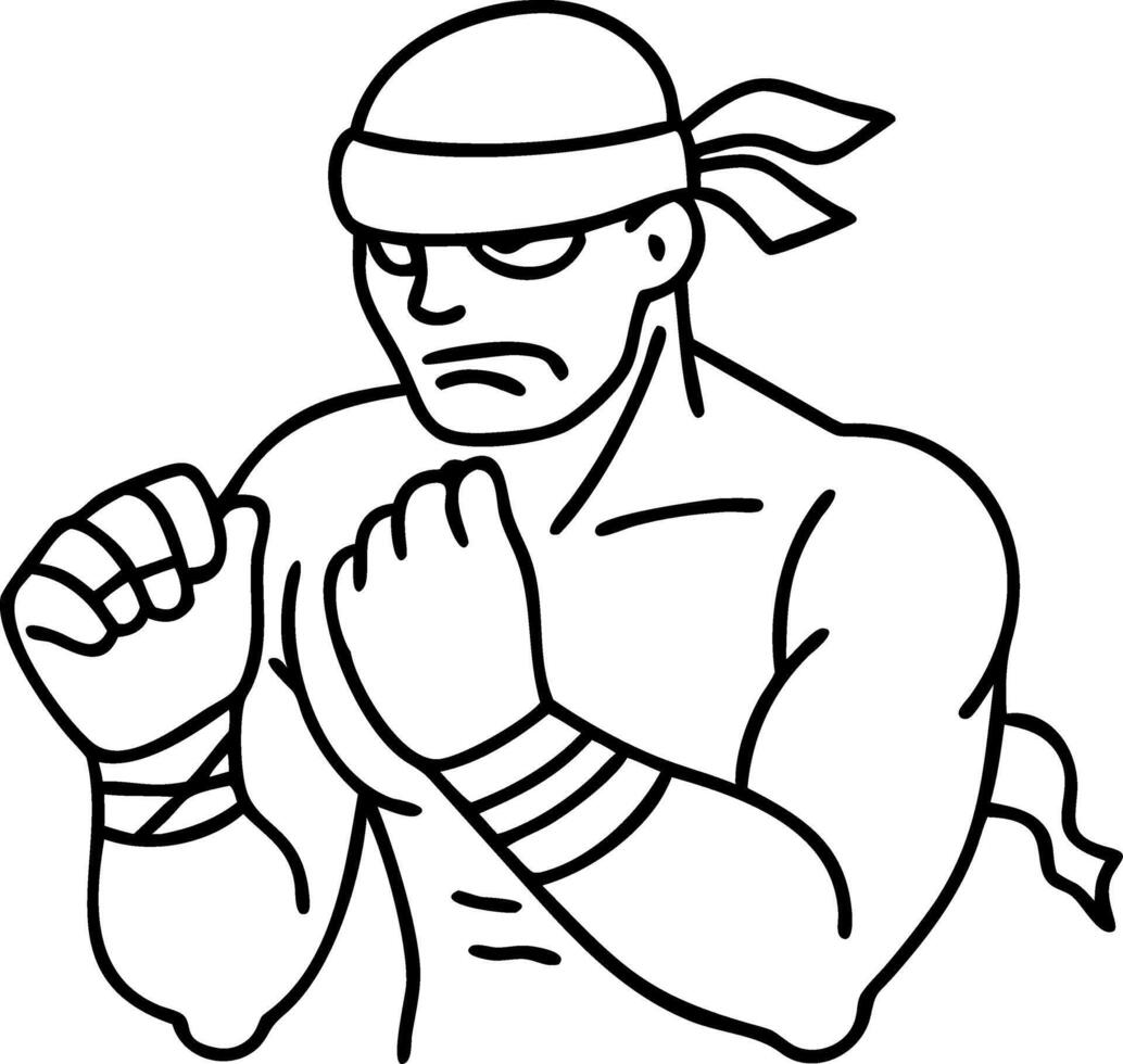 Powerful Karate Fighter in Action Pose Strong Martial Artist Ready for Fight Illustration vector