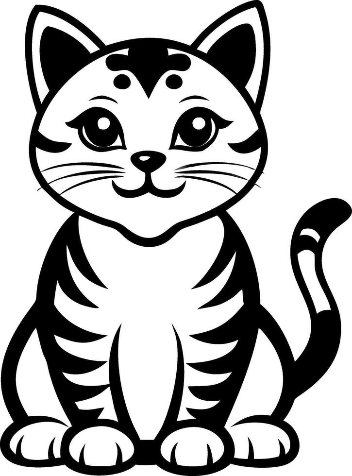 Cute Cartoon Cat Illustration for Kids Coloring Book and Fun Activities vector