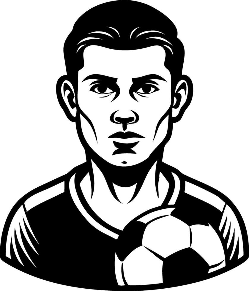 Contemporary Male Soccer Player Portrait with Ball for Sports Artwork or Tattoo Design vector