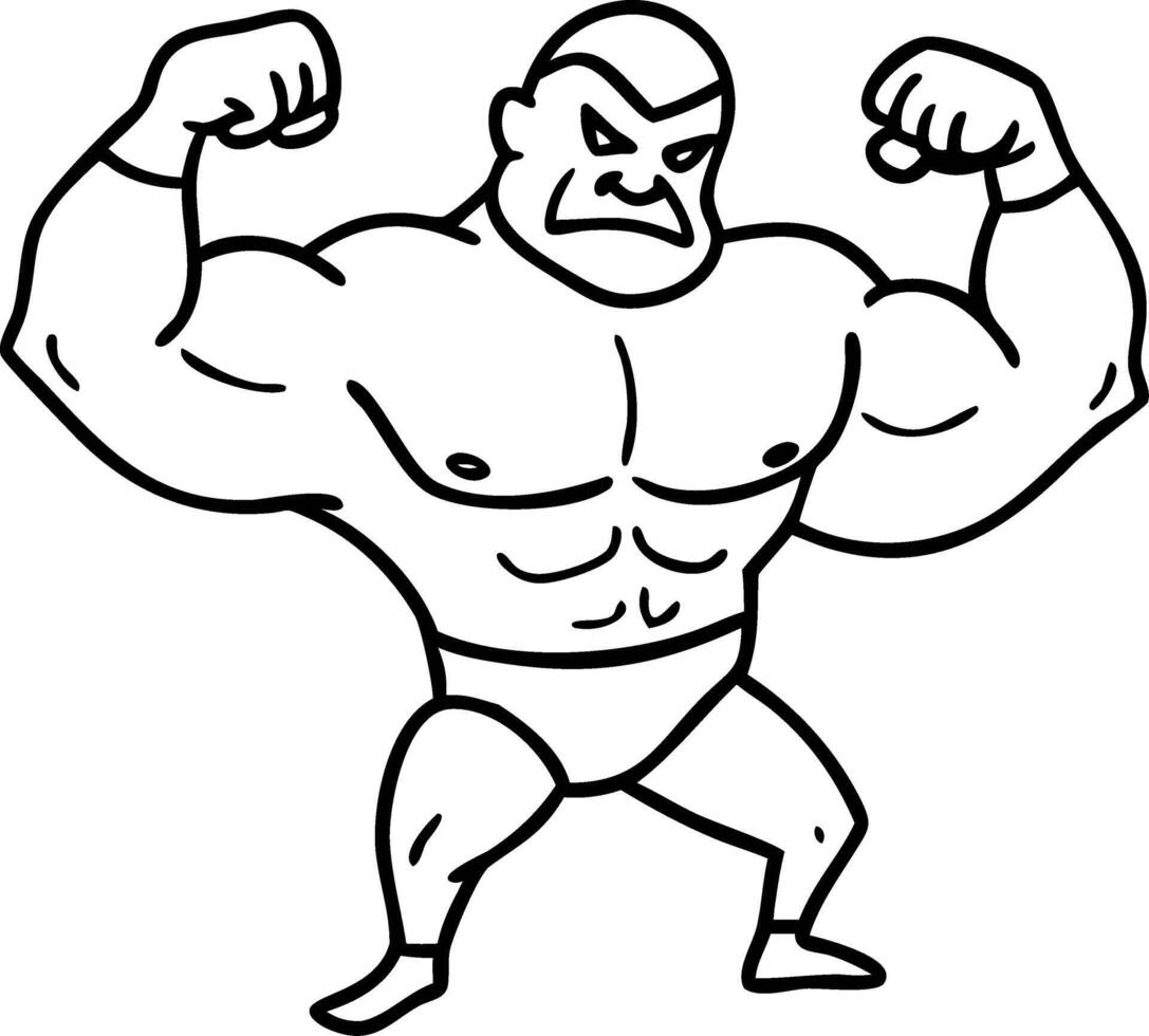 Muscular Cartoon Character Flexing Powerful Arms for Fitness and Strength Themes vector