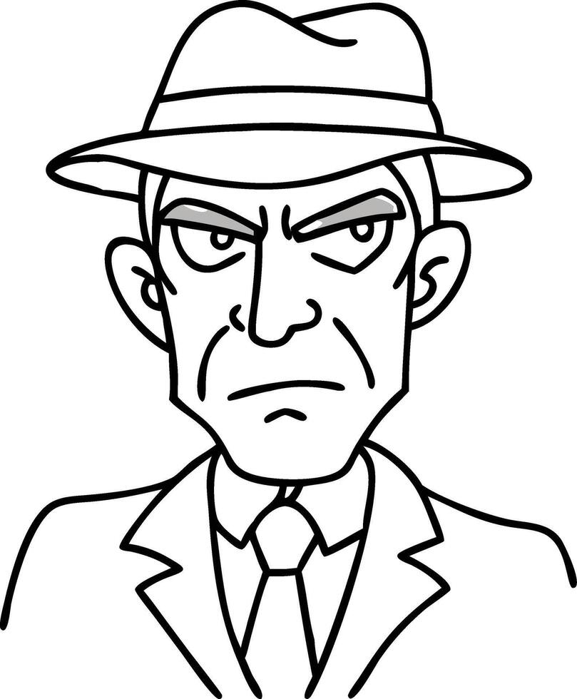 Angry Detective Character Illustration Vintage Noir Style for Graphic Design and Tattoo Ideas vector