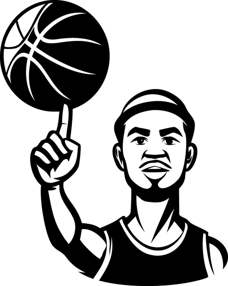 Dynamic Basketball Player Spinning Ball on Finger Illustration for Sports Branding and Merchandise vector