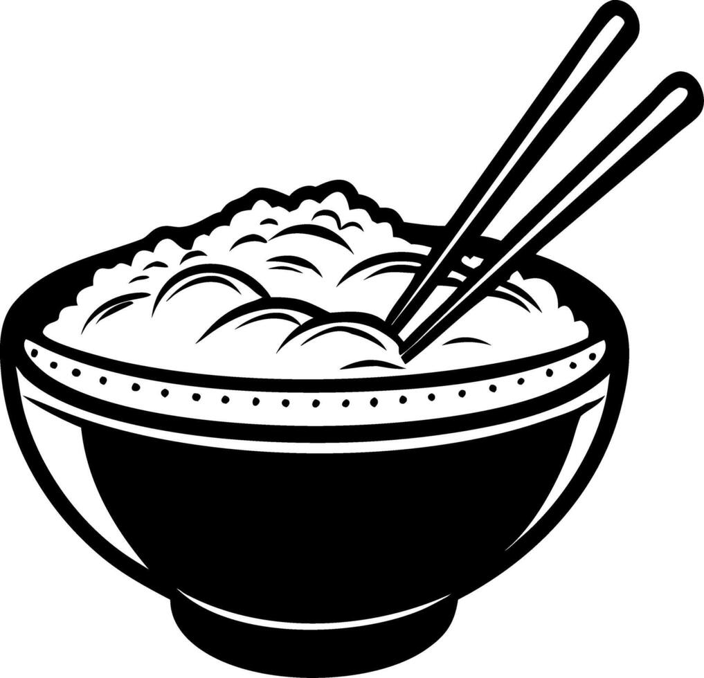 Bowl of Steaming Rice with Chopsticks Perfect for Culinary Designs and Food Illustrations vector