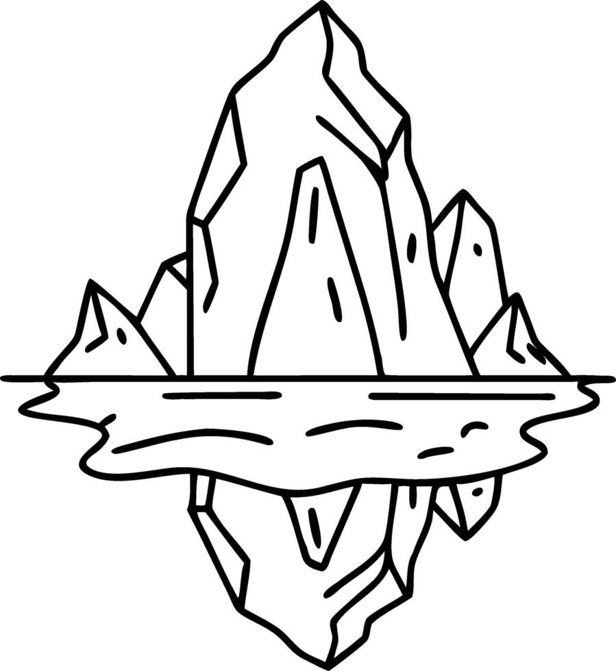 Detailed Illustration of an Iceberg with Reflection Ideal for Tattoo and Coloring Designs vector