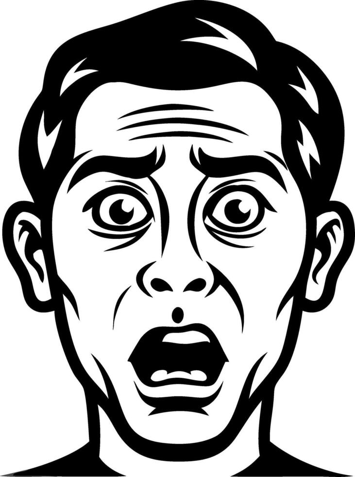 Terrified Face Illustration for Tattoo Design or Graphic Projects vector