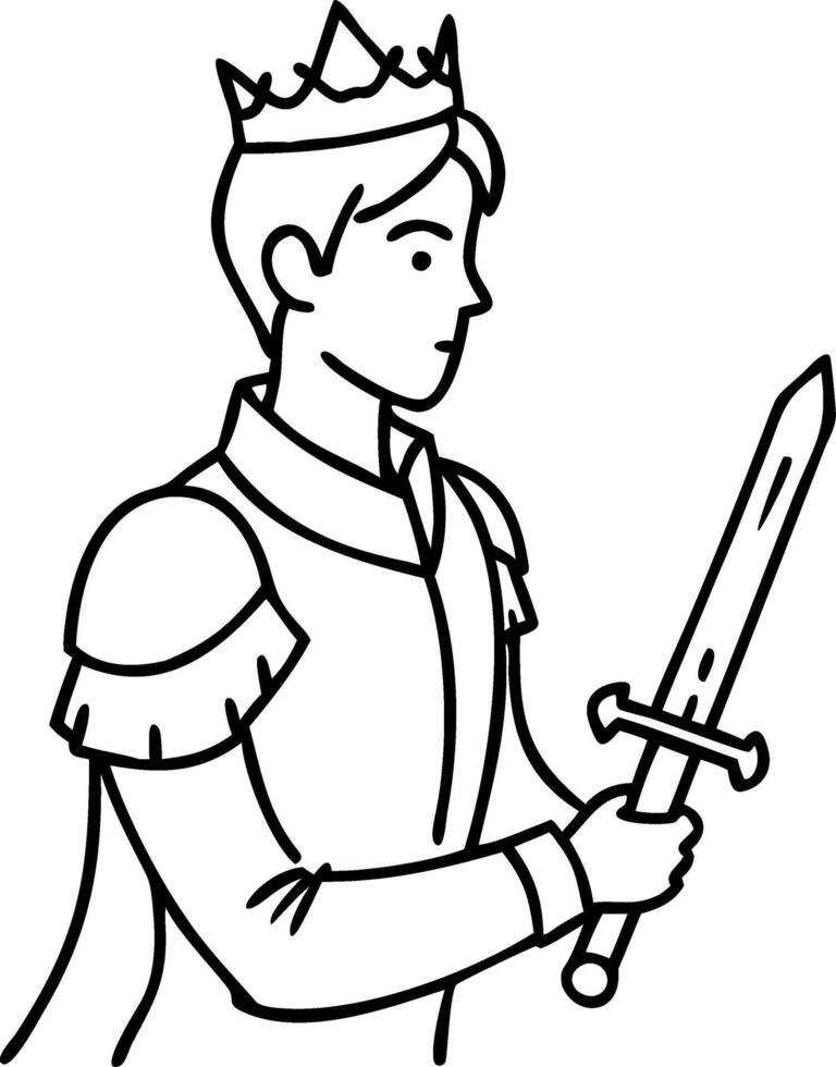 Heroic Prince Holding Sword in Regal Attire Art for Fantasy Designs and Illustrations vector
