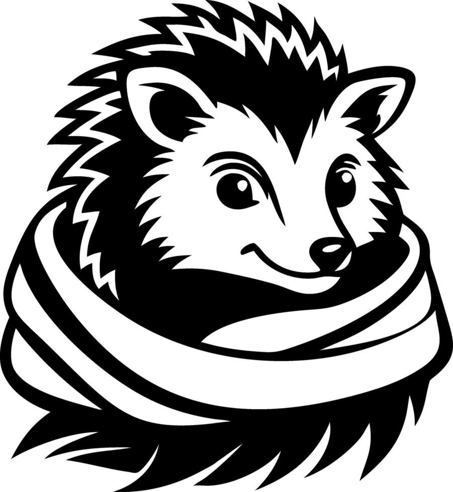 Cute Hedgedog Illustration with Scarf for Childrens Art Prints and Fun Tattoo Designs vector