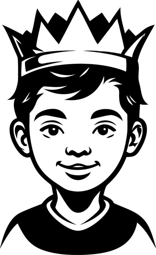 Happy Boy with Crown Smiling Portrait Ideal for Childrens Illustrations and Graphic Designs vector