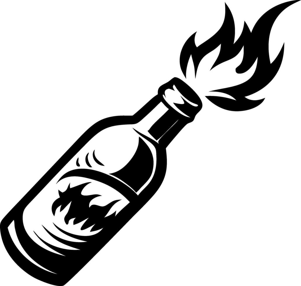 Flaming Molotov Cocktail Illustration for Edgy Tattoo Designs and Graphic Projects vector