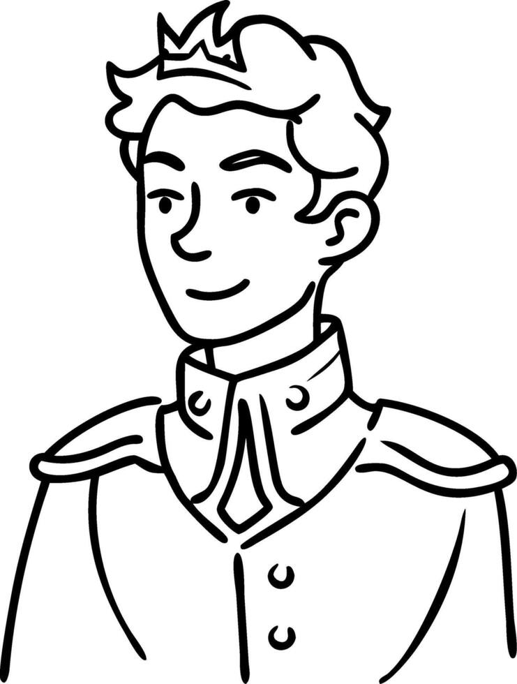 Royal Prince Character with Crown and Elaborate Uniform Ideal for Coloring Books and Illustrations vector
