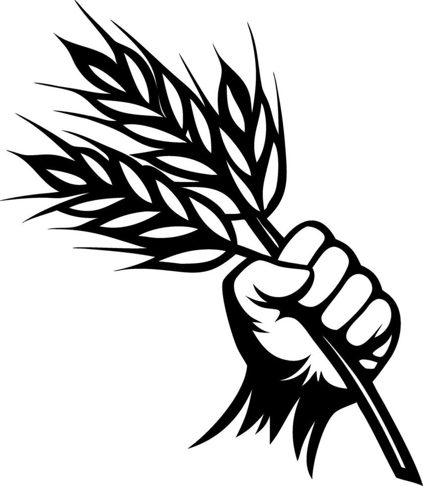 Fist Gripping Wheat Sheaf Symbolizing Strength and Abundance Perfect for Tattoos and Logos vector