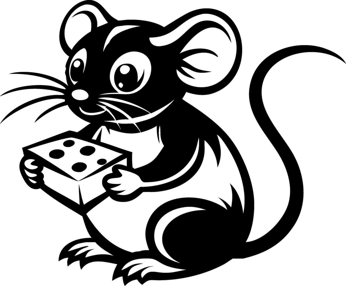Playful Cartoon Mouse Holding Cheese Exciting Design for Stickers and Childrens Artwork vector