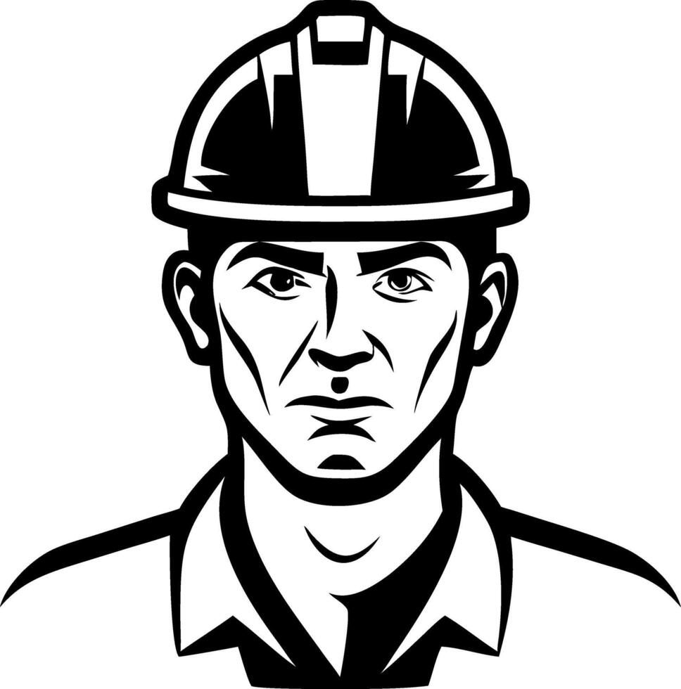 Confident Construction Worker Portrait with Hard Hat for Professional Trades Design vector