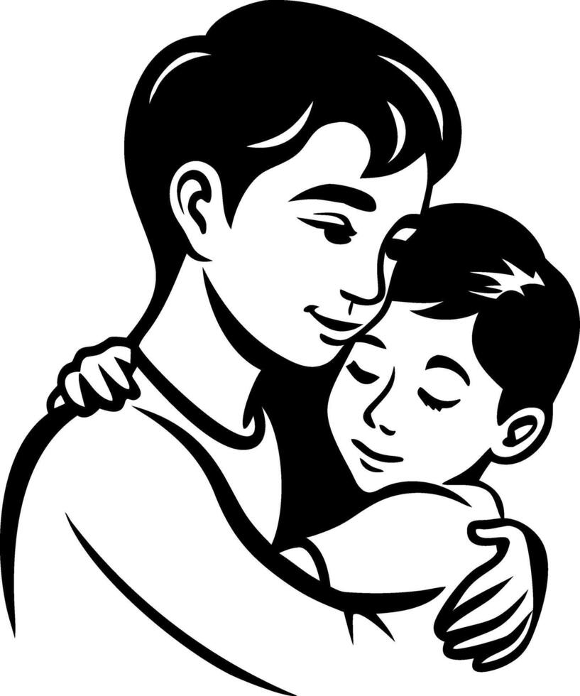 Heartwarming Embrace of Father and Son Art for Family Love and Bonding Illustrations vector