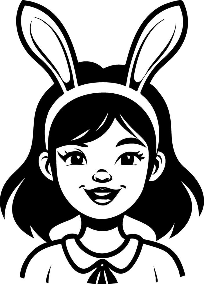 Playful Bunny Eared Girl Character Portrait for Childrens Art and Design Projects vector