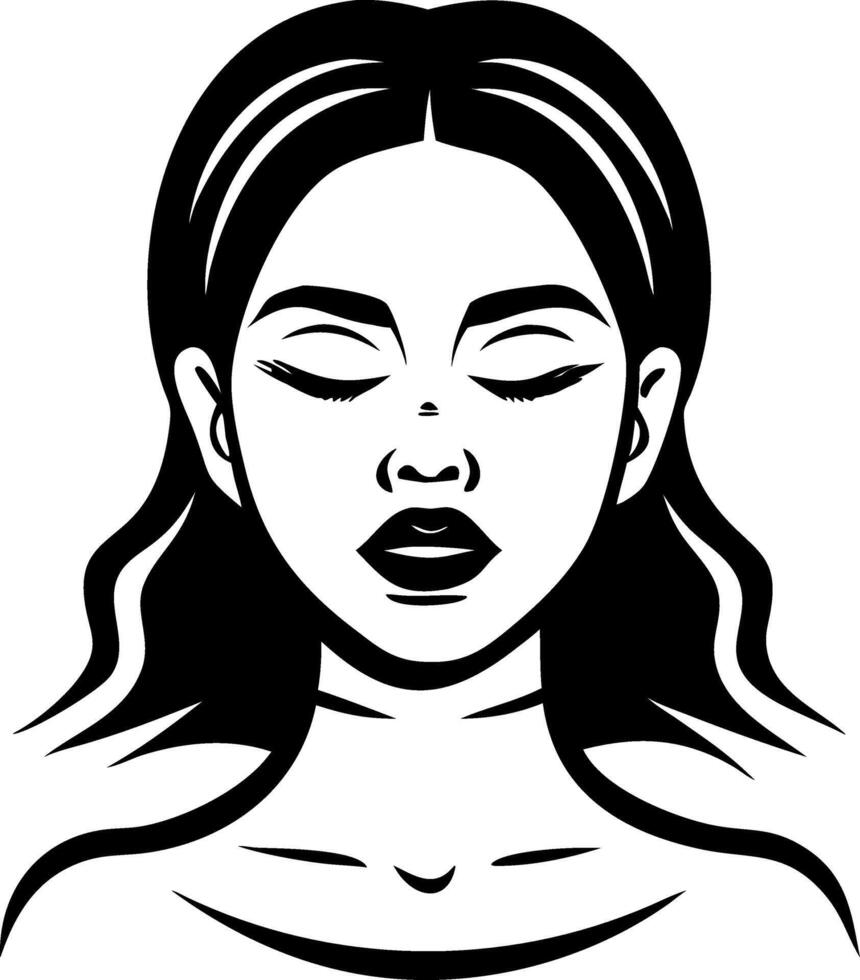 Serene Woman Portrait with Closed Eyes for Mindfulness and Meditation Design vector