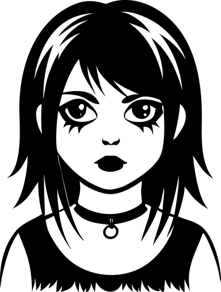 Gothic Girl Art Character Design for Tattoos and Coloring Books vector
