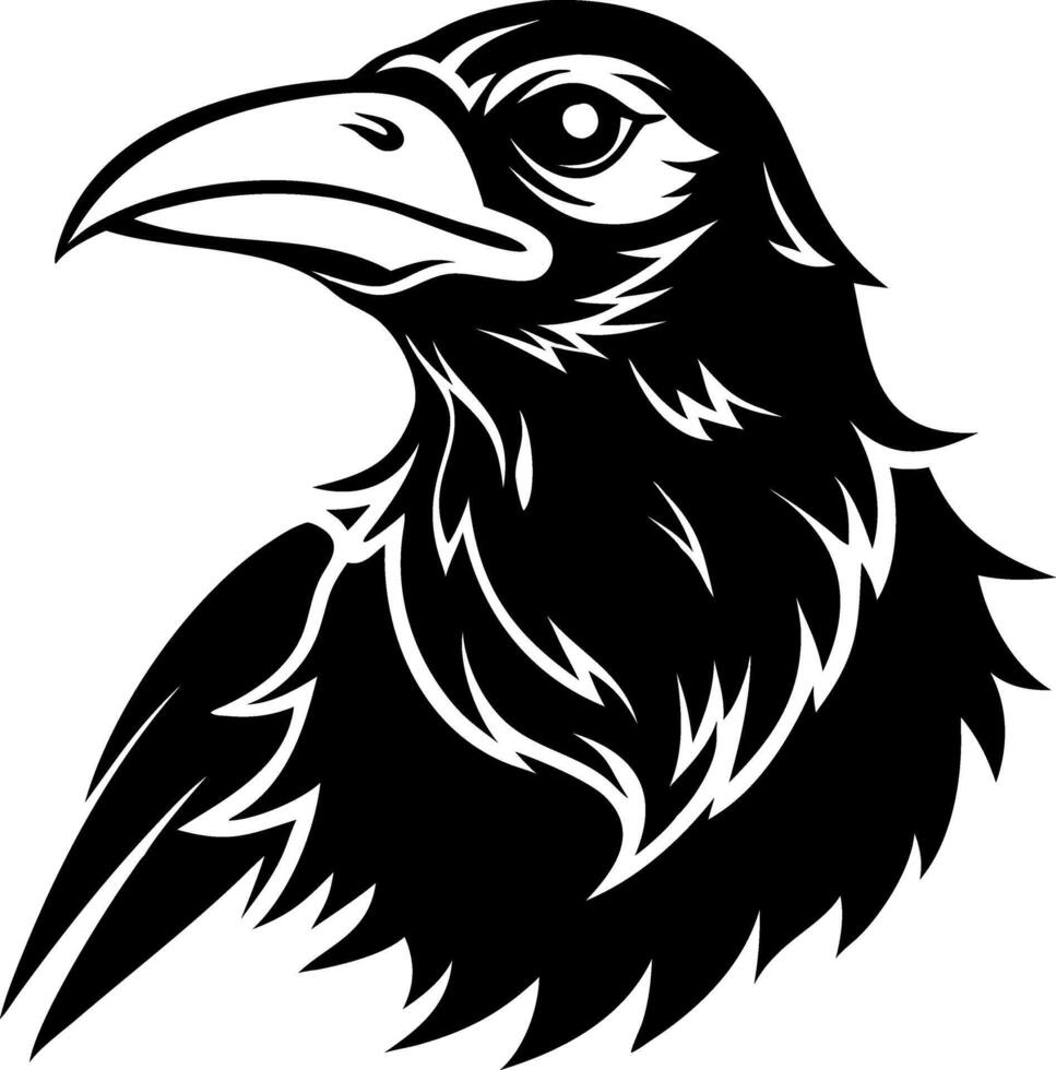 Detailed Raven Head Illustration for Tattoo Design and Graphic Art Projects vector