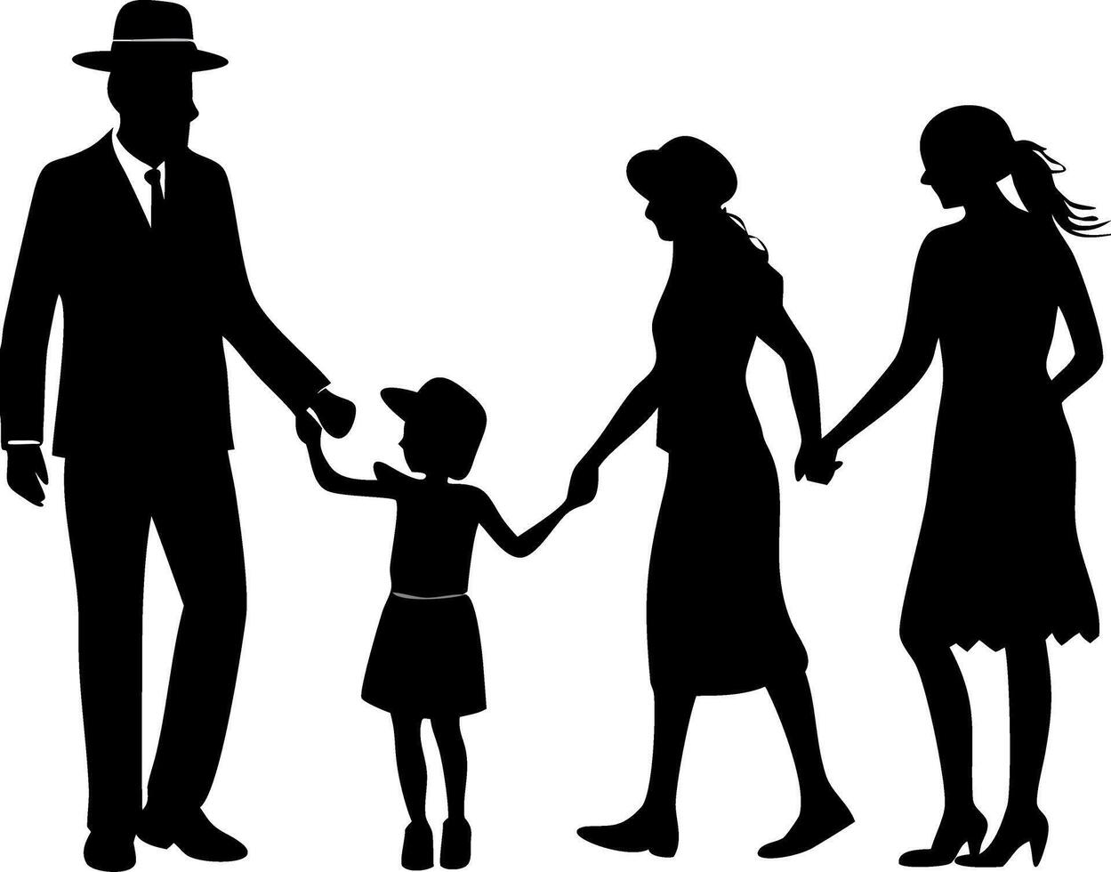 Family Silhouette Holding Hands Together Illustration for Family Bonds and Togetherness Themes vector