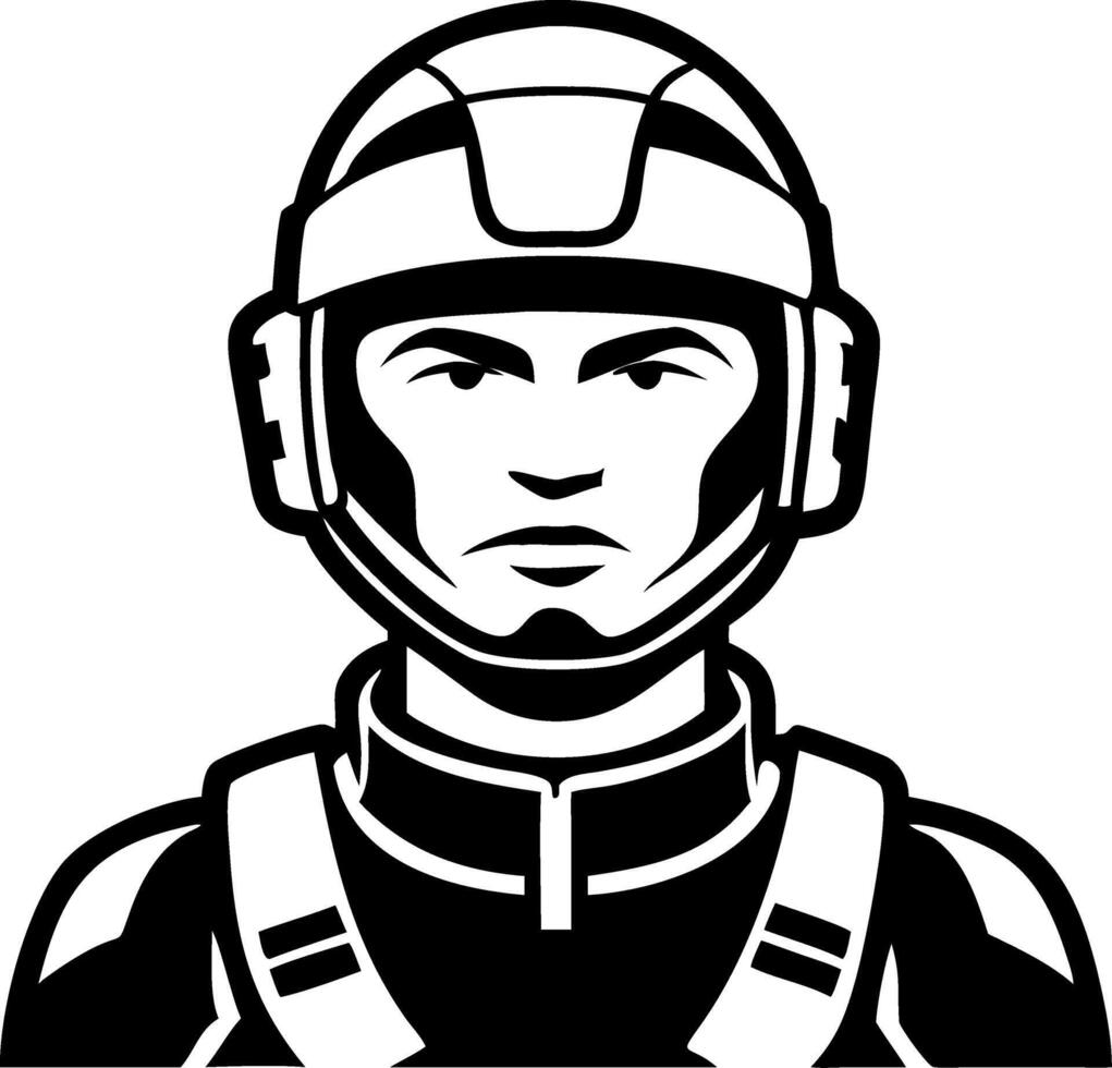 Bold Art of a Helmeted Soldier for Graphic Design and Tactical Themes vector