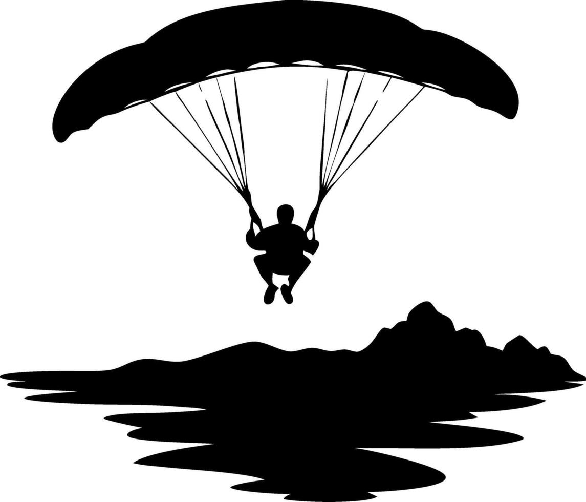 Skydiver Parachuting Over Mountain Landscape Graphic Ideal for Adventure Themes vector